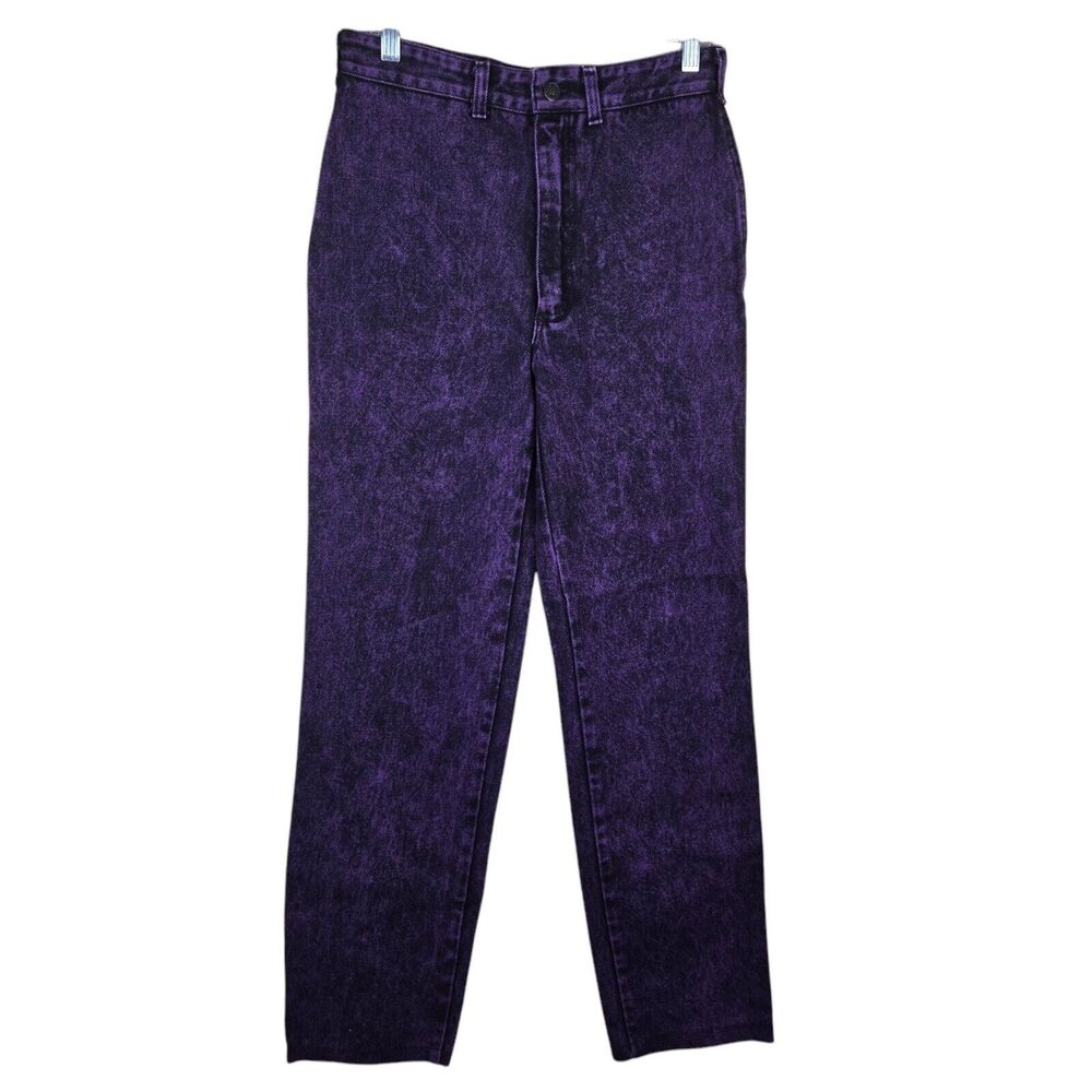 Vtg Rare Rag City Blues Jeans Sz 31 11 / 12 Purple High Waist Straight Leg